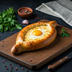 Cheese-Stuffed Khachapuri with Butter and Georgian Spices