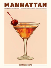 Manhattan Cocktail Poster New York 1876