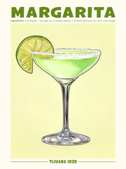 Margarita Cocktail Poster Tijuana 1930