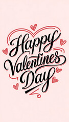 Happy Valentines Day greeting card. Calligraphic design for print cards, banner, poster Hand drawn text lettering for Valentines Day with hearts shape Vector illustration isolated on white background.