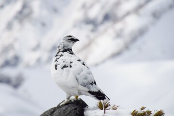 山岳地帯に住む鳥　ライチョウ（Rock ptarmigan）