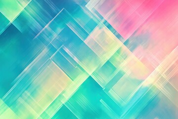 Fototapeta premium An abstract background with a gradient of blue, green, and pink, with geometric shapes that resemble squares or rectangles Generative AI