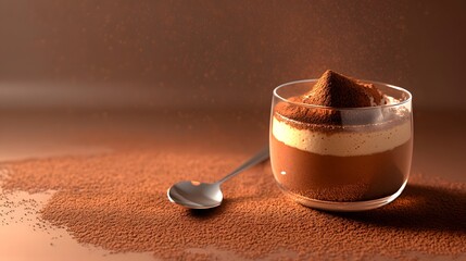 Savor the rich layers of a mocha mousse dessert in a modern glass serving