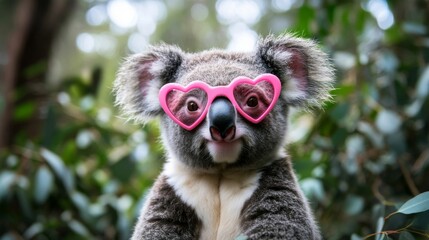 Adorable Koala Wearing Heart Shaped Sunglasses