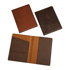 Colorful leather passport wallet. isolated png background.