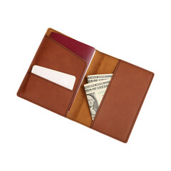 Colorful leather passport wallet. isolated png background.