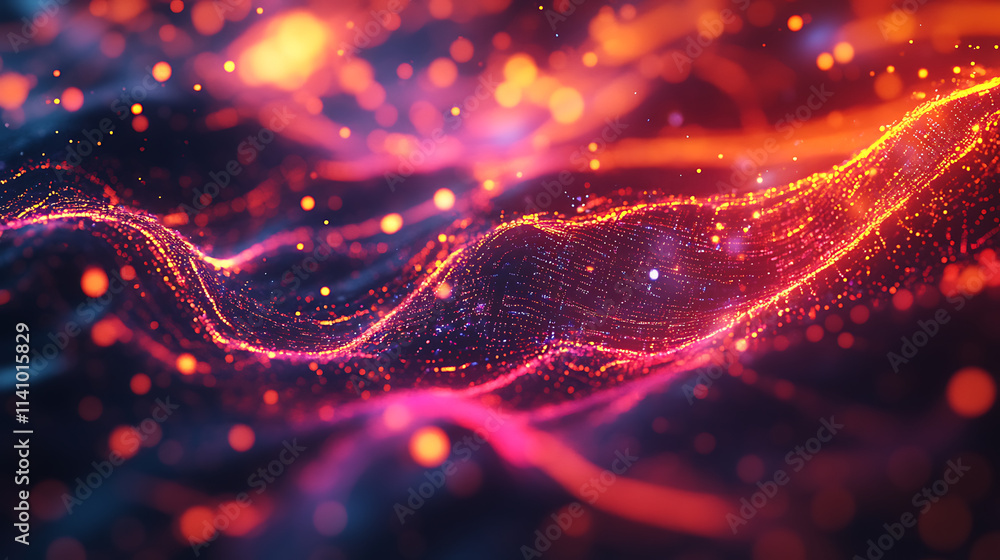Poster a dynamic digital representation of qr codes with glowing data streams on a circuit board, illustrat