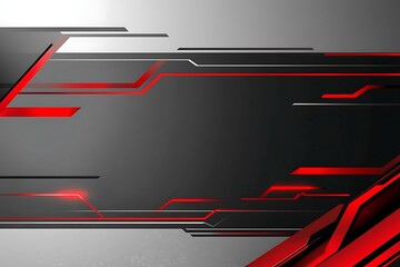 Dynamic technology-inspired abstract background with sharp red, black, and silver lines, creating a sleek and futuristic digital design.