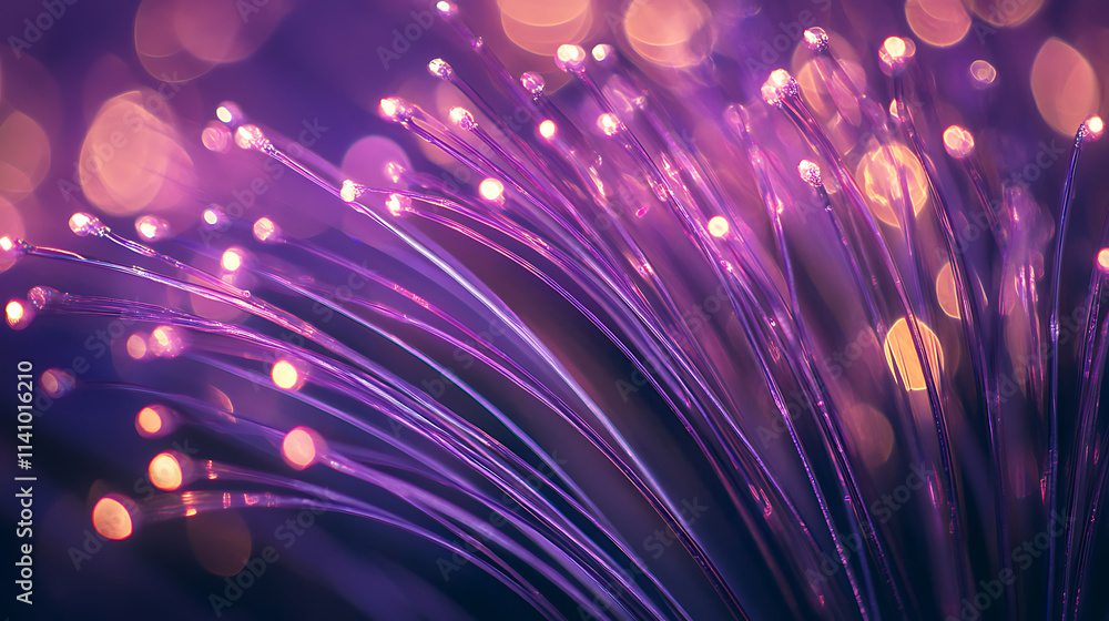 Poster purple light rays with bokeh background