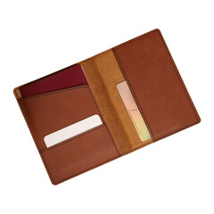 Colorful leather passport wallet. isolated png background.