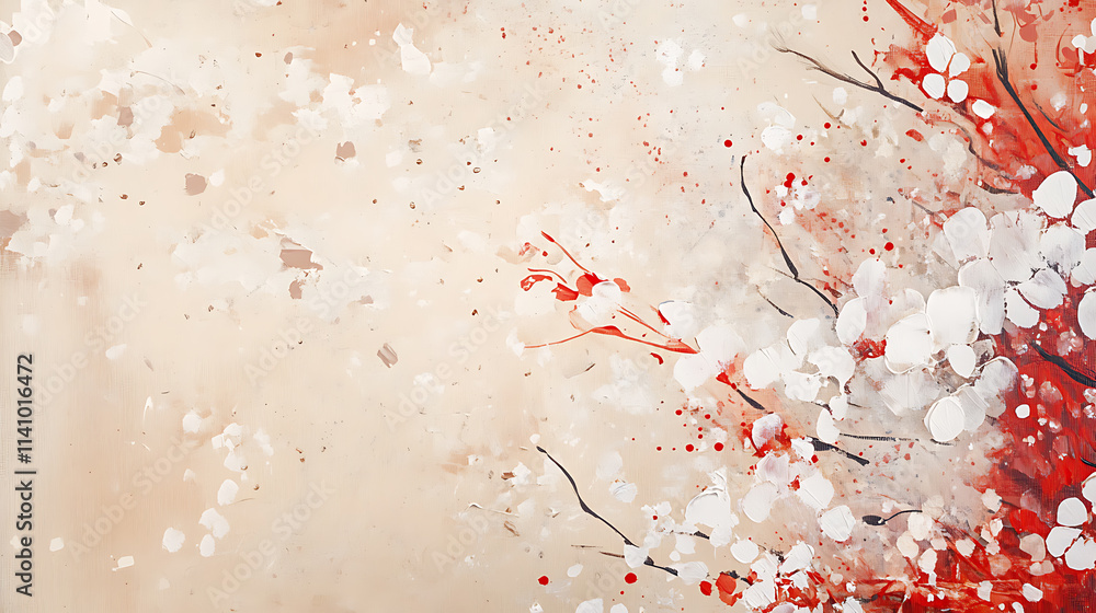 Poster minimalist artwork using acrylic paint on canvas, creating a modern abstract painting in a palette o