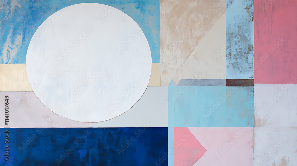 Poster minimalist artwork using acrylic paint on canvas, creating a modern abstract painting in a palette o