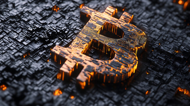 Innovative bitcoin mining concept: advanced cryptocurrency blockchain network visualization as digital artwork for tech enthusiasts