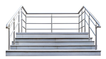 Isolated stainless steel railing with a clipping path on a white background