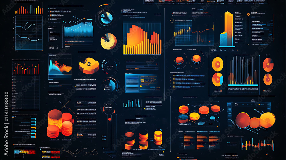 Poster isometric infographics charts and diagrams, data analysis concept, template for business presentatio