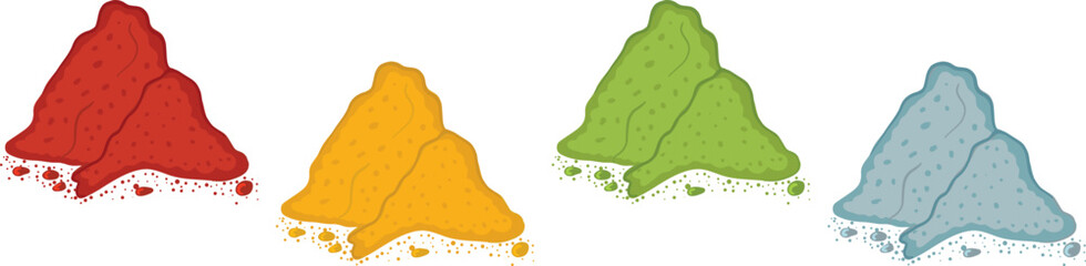 Piles of Indian spices powders in different colors