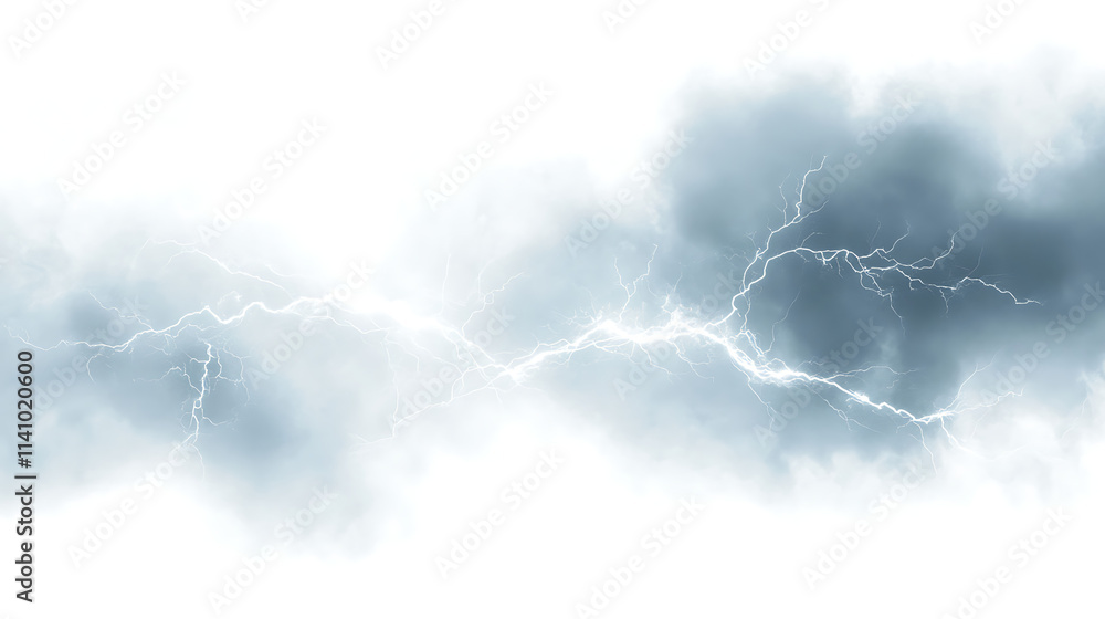 Poster lightning thunder overlay effect, white background