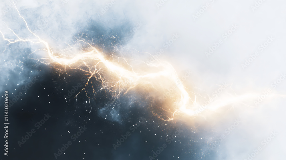 Poster Lightning thunder overlay effect, white background