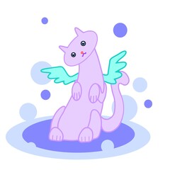 Postcard fantasy cat with wings