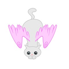 Postcard fantasy cat with wings