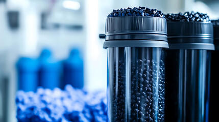 Granular activated carbon for water filter on white background