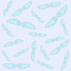 Blue wings seamless pattern, soft wings