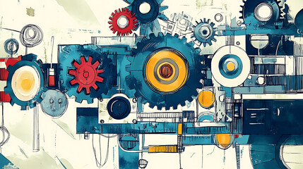 Obraz premium Hand drawn illustration of a beetroot with large leaves growing organically