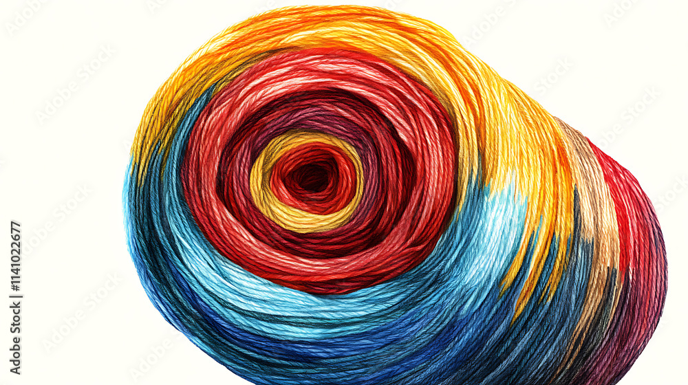 Poster handcrafted yarn roll sketch: a unique wool string design perfect for crafting and textile projects