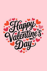 Happy Valentines Day greeting card. Calligraphic design for print cards, banner, poster Hand drawn text lettering for Valentines Day with hearts shape Vector illustration isolated on white background.