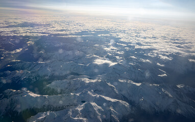 Glaciers in the mountains of the Alps.