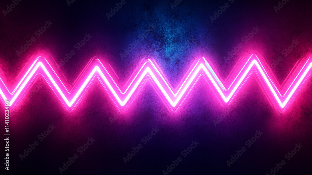 Poster neon zigzag patterns creating vibrant lighting effects in dark space. generative ai