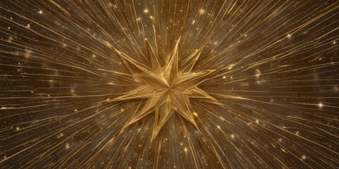Obraz premium Abstract golden line art star pattern Seamless festive Christmas background , vector, gold