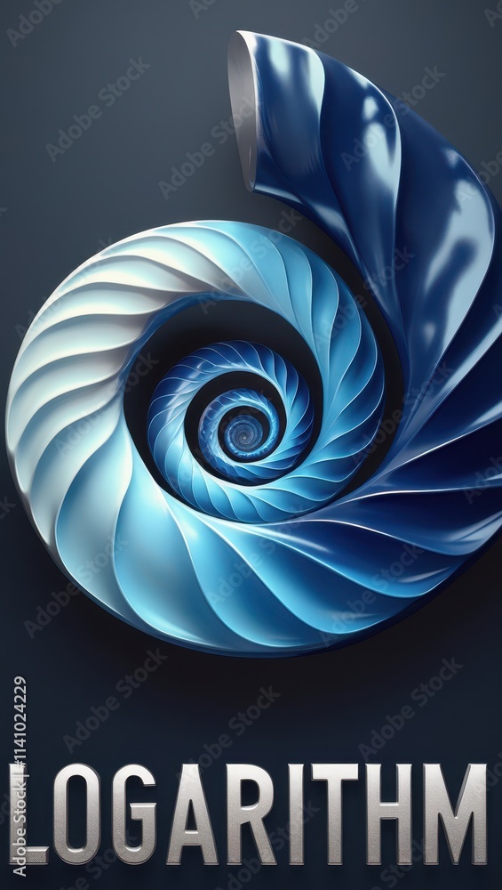 Poster Swirling Blue Design Representing Logarithmic Patterns in a Creative Artistic Expression