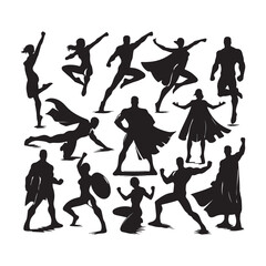 comic superhero silhouettes on white background © Pavle