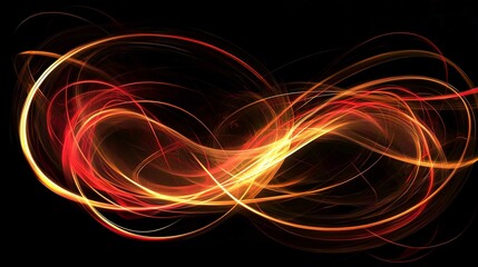 Naklejka premium Futuristic Fractal Wave Design with Glowing Lines and Dynamic Energy Effect in Black and Colorful Backdrop