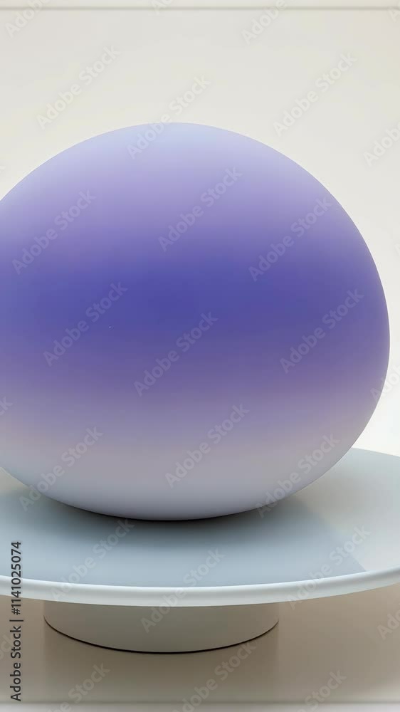 Poster beautifully crafted purple gradient sphere displayed on a white circular base in a minimalist settin