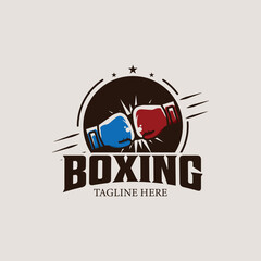 boxing fighter logo vector vintage illustration icons template, sign or symbol suitable for championship for academy for gym for t-shirt etc