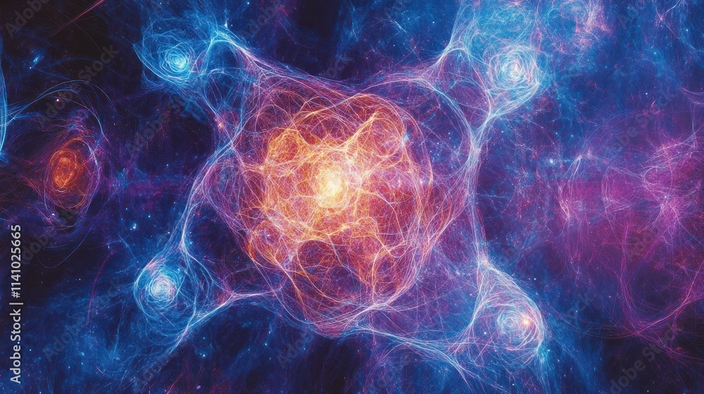 Aufkleber abstract cosmic visualization representing energy and matter interactions in a vibrant universe.