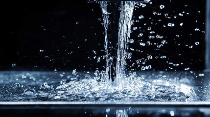 Refreshing Blue Water Splash in Abstract Fountain Motion