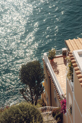 Amalfi Coast Balcony Over Mediterranean Sea Italy Summer Travel Destination