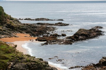 Waves Hitting the Coastal Rocks at Shag Point, Dramatic Seaside Landscape