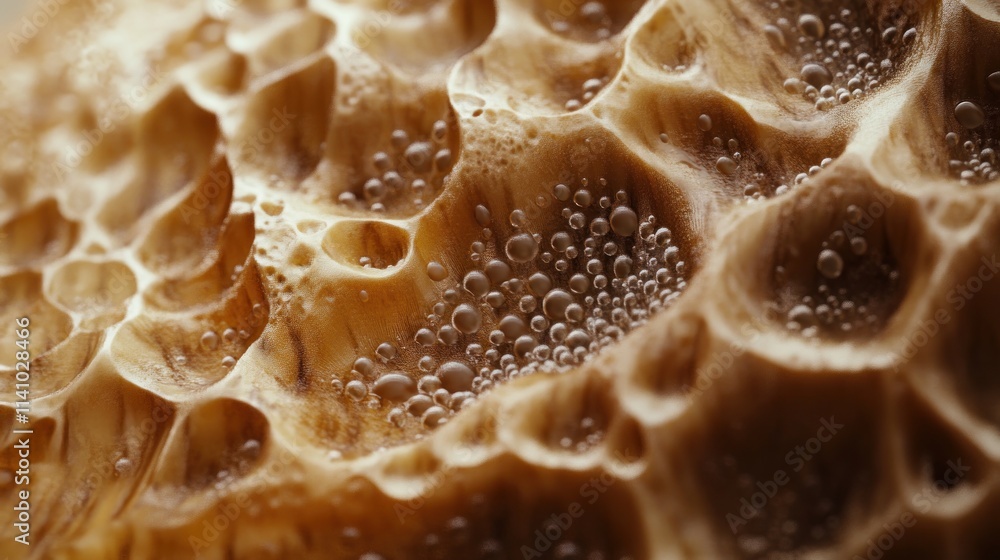 Aufkleber close-up of a textured surface with bubbles, showcasing natural patterns and details.