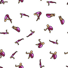 yoga exercises sport health vector seamless pattern thin line illustration