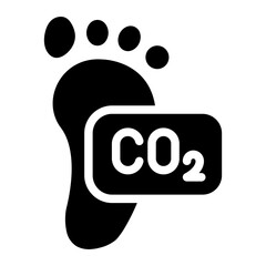 Carbon footprint glyph icon promoting climate action
