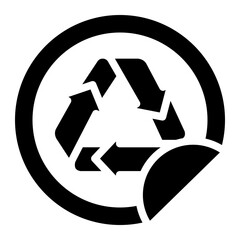 Recycle badge glyph icon for sustainability awareness
