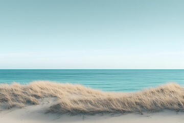 wydmy, piasek, złoty, turkusowa woda, ocean, pustynna plaża, plaża bez ludzi, natura, krajobraz pustynny, spokojna woda, sucha trawa, podróże, piaszczyste wybrzeże, wydmy nad oceanem, pustynny klimat,