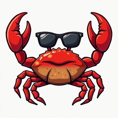 Red Crab with Sunglasses Holding a Beer