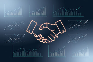 Fototapeta premium A handshake image shows the confirmation of a business idea, an agreement towards a smarter and a better future