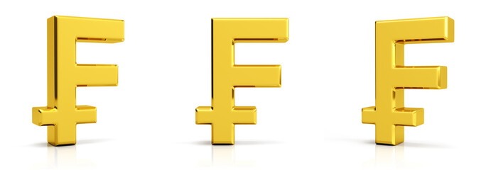 Obraz premium Golden French Franc Symbols