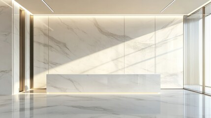 Obraz premium Modern Marble Reception Area: Elegant Office Interior Design